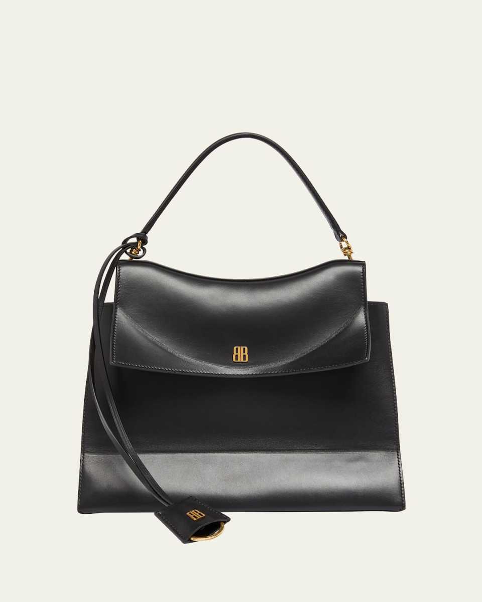 Nano Flap Leather Top-Handle Bag